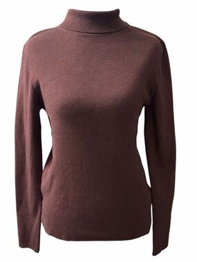 Women's Cider High Neck knitted long sleeve, Size L 8, coffee brown
